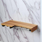 18" X 34" Brown Teak Wall Mount Rectangular Shower Bench