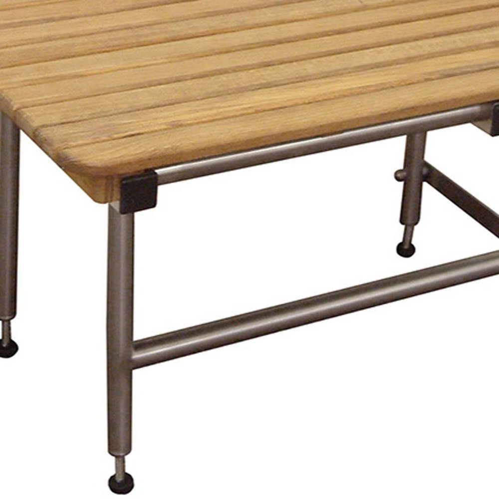 18" X 42" Brown Teak Rectangular Shower Bench