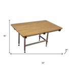 18" X 42" Brown Teak Rectangular Shower Bench