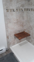 13" X 30" Brown Teak Wall Mount Rectangular Shower Bench