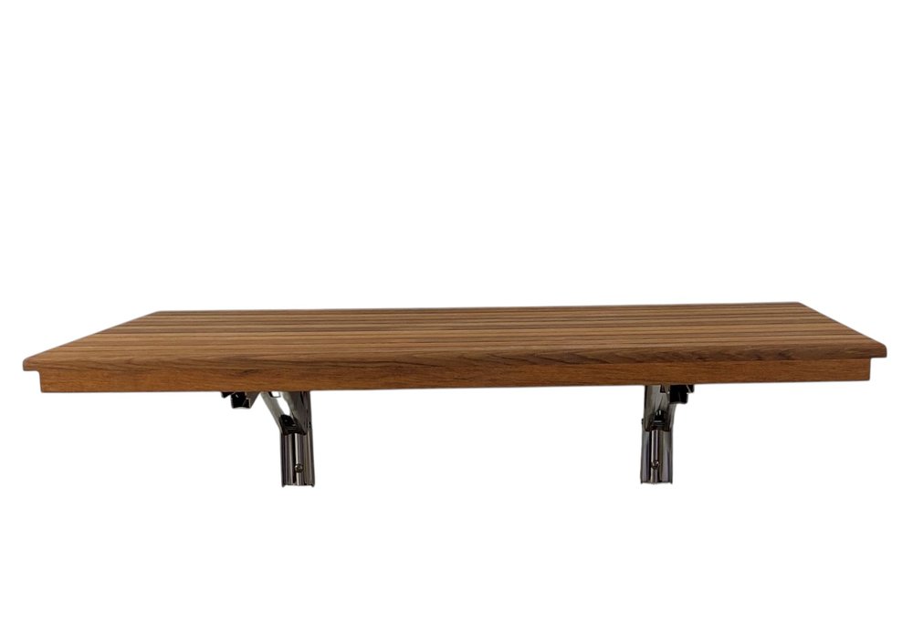 16" X 28" Brown Teak Wall Mount Rectangular Shower Bench
