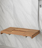 30" Brown Wall Mount Teak Rectangular Shower Bench