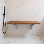 16" X 36" Brown Teak Wall Mount Rectangular Shower Bench