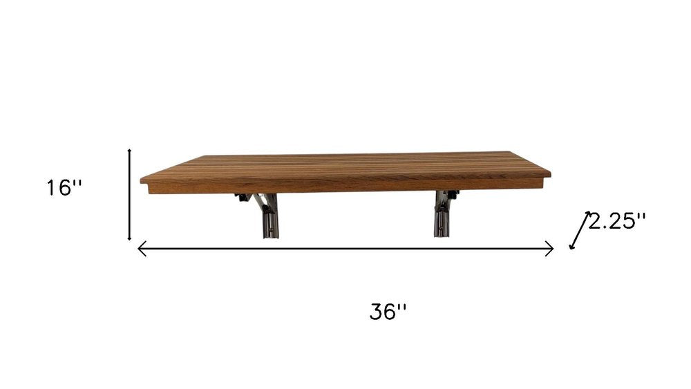 16" X 36" Brown Teak Wall Mount Rectangular Shower Bench