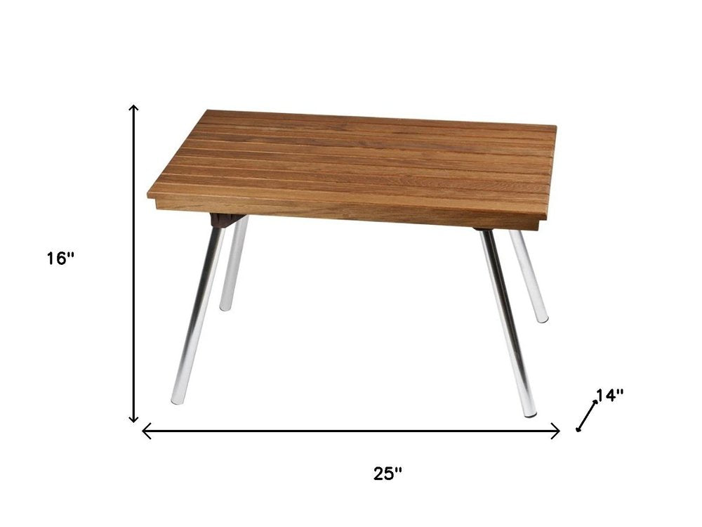 16" X 25" Brown Teak Rectangular Shower Bench