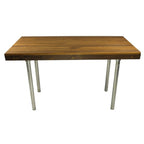 18" X 25" Brown Teak And Stainless Steel Rectangular Shower Bench