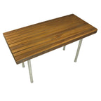 18" X 30" Brown Teak Wood And Stainless Steel Rectangular Shower Bench