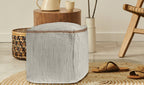 18" Gray and Natural Cotton And Jute Cube Pouf Ottoman