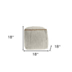 18" Gray and Natural Cotton And Jute Cube Pouf Ottoman