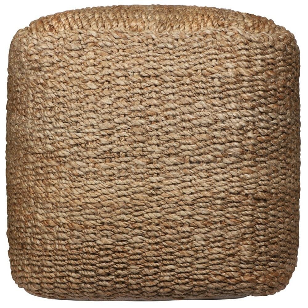 18" Natural Jute Woven Blend Cube Pouf Ottoman