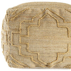 18" Natural Jute Blend Quatrefoil Cube Pouf Ottoman