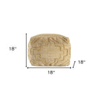 18" Natural Jute Blend Quatrefoil Cube Pouf Ottoman
