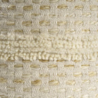 18" Natural And Ivory Cotton Blend Round Striped Pouf Ottoman