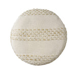 18" Natural And Ivory Cotton Blend Round Striped Pouf Ottoman