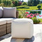 18" Gray Polyester Cube Outdoor Pouf Ottoman