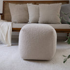 18" Gray Polyester Cube Outdoor Pouf Ottoman
