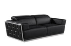 89" Beige And Gold Leather Sofa