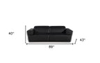 89" Beige And Gold Leather Sofa
