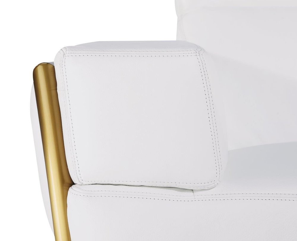 89" Beige And Gold Leather Sofa