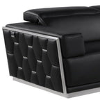 Two Piece Black Italian Leather Five Person Seating Set