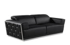 Two Piece Black Italian Leather Five Person Seating Set