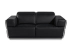 Two Piece Black Italian Leather Five Person Seating Set