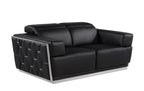 Two Piece Black Italian Leather Five Person Seating Set