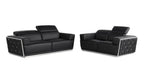 Two Piece Black Italian Leather Five Person Seating Set