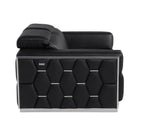 Two Piece Black Italian Leather Five Person Seating Set