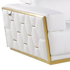 Two Piece White Italian Leather Five Person Seating Set