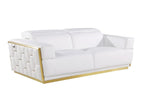 Two Piece White Italian Leather Five Person Seating Set