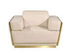 Three Piece Beige Italian Leather Six Person Seating Set