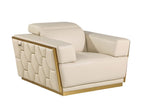 Three Piece Beige Italian Leather Six Person Seating Set