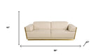 Three Piece Beige Italian Leather Six Person Seating Set