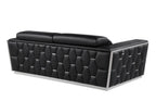 Three Piece Black Italian Leather Six Person Seating Set