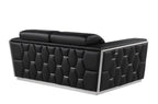 Three Piece Black Italian Leather Six Person Seating Set