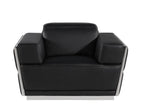 Three Piece Black Italian Leather Six Person Seating Set