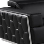 Three Piece Black Italian Leather Six Person Seating Set