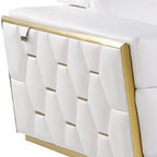 Three Piece White Italian Leather Six Person Seating Set
