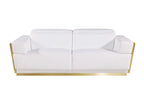Three Piece White Italian Leather Six Person Seating Set