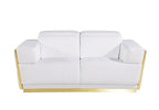 Three Piece White Italian Leather Six Person Seating Set