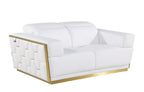 Three Piece White Italian Leather Six Person Seating Set