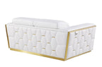 Three Piece White Italian Leather Six Person Seating Set