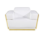 Three Piece White Italian Leather Six Person Seating Set