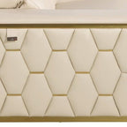 70" Cream and Gold Italian Leather Loveseat