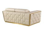 70" Cream and Gold Italian Leather Loveseat