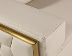 70" Cream and Gold Italian Leather Loveseat