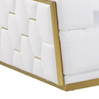 70" White And Silver Italian Leather Loveseat