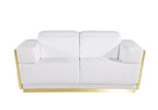 70" White And Silver Italian Leather Loveseat