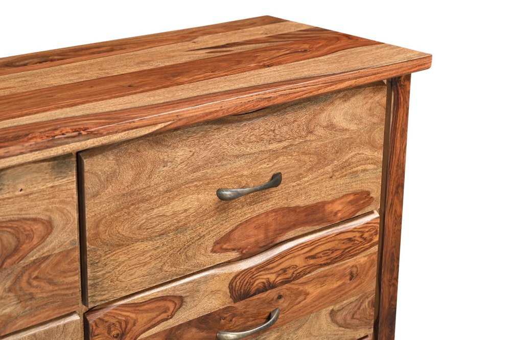 60" Dark Brown Solid Wood Six Drawer Dresser